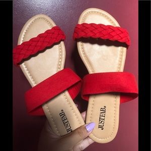 Braided red sandals